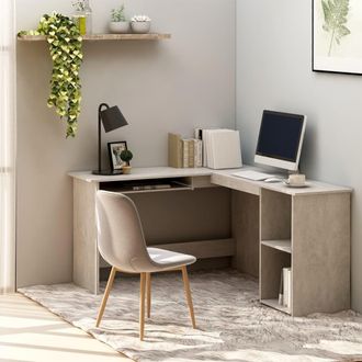 Berkfield Home L-Shaped Corner Desk Concrete Grey 120x140x75 cm Engineered Wood | Size: 120 x 140 x 75 cm