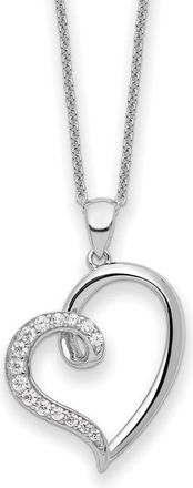 Diamond2Deal Sterling Silver Cubic Zirconia Friendship Heart Pendant Necklace