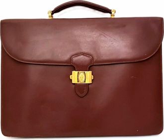 Cartier Must Wine Red Leather Briefcase (Pre-Owned)