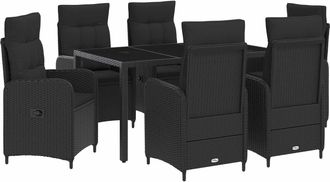 vidaXL Juego De Comedor Para Exteriores 7 Uds. Negro Rat&aacute;n Sint&eacute;tico Vidaxl