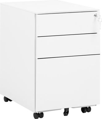 Beliani Armario De Metal Blanco Crema 3 Cajones Ruedas Cerradura Industrial Oficina Cami