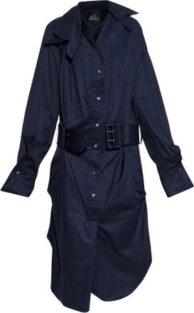 Vivienne Westwood Oversized Drunken Shirt Dress - Dames - Shirt Kleedjes - Blauw - S - Katoen - Kleedjes