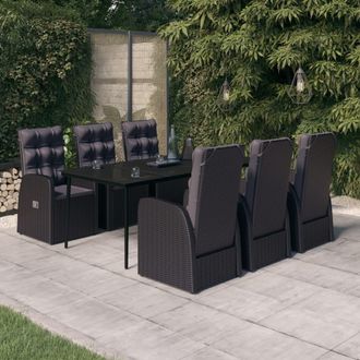 vidaXL Juego De Comedor De Jard&iacute;n 7 Piezas Con Cojines Negro Vidaxl