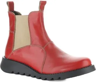FLY London Soil Wedge Chelsea Boot in Chilipepper/taupe at Nordstrom, Size 41