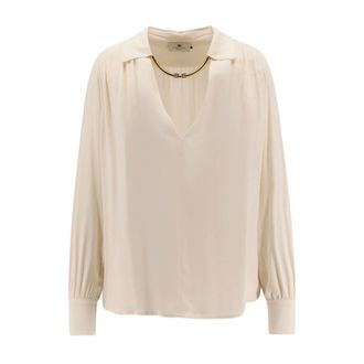 Elisabetta Franchi Blouses, female, Beige, Size: M Blouses