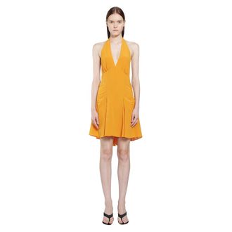 Saint Laurent Silk Crepe De Chine Halter Dress