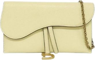 Dior Pre-owned Saddle Geitenleer Lange Portemonnee - Dames - Vintage Schoudertas - Geel - ONE Size - Leer - Vintage