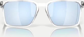 Oakley Exchange Sun - Occhiali da sole rettangolari trasparente lucido con lenti a specchio blu polarizzate