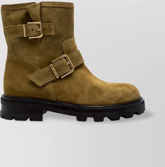 Jimmy Choo London buckle detail mid-calf boots