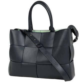 Bottega Veneta Gray Leather Shoulder Bag Tote Bag (Pre-Owned)