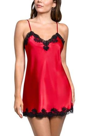 In Bloom by Jonquil Josie Lace Trim Stretch Satin Chemise in Red at Nordstrom Rack, Size Medium