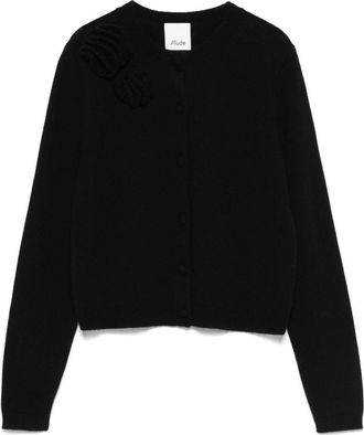 Allude floral-appliqu&eacute; cardigan - women - Cashmere/Virgin Wool - S - Black