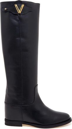 Via Roma 15 High Boots - Dames - Hoge Laarzen - Zwart - 37 EU - Leer - Schoenen