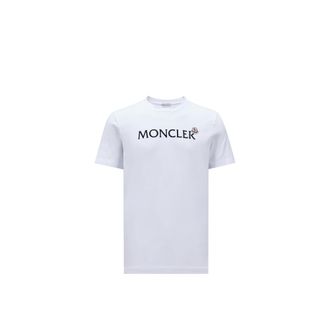 Moncler Moncler Flocked Logo Cotton T-shirt, Men, White, Size: M