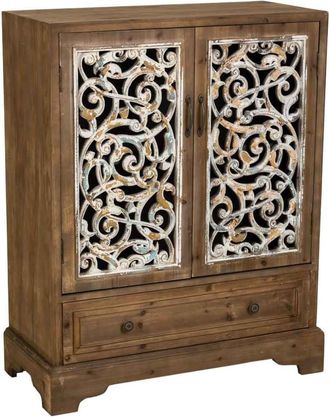 Wanderlust Deco Armario de madera y metal marr&oacute;n 83x38x102