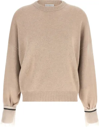 Brunello Cucinelli Beige Cashmere Womens Cardigan