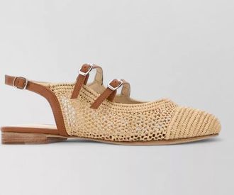 Carel raffia slingback flats woven design