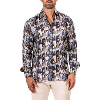 Maceoo Fibonacci Marthy Contemporary Fit Button-Up Shirt in Black at Nordstrom, Size 5