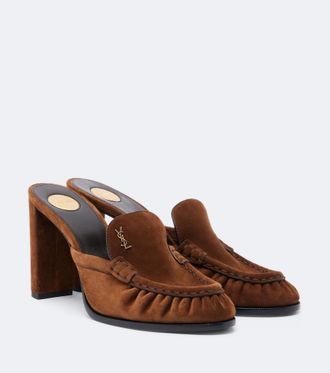 Saint Laurent Le Loafer Cassandre suede mules