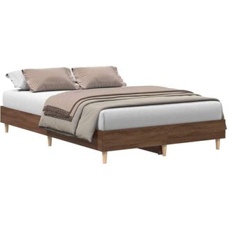 vidaXL Estructura De Cama Sin Colch&oacute;n Marr&oacute;n Roble 140x190 Cm Madera Vidaxl