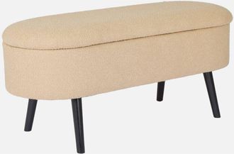 Sweeek Banco De Arc&oacute;n, Extremo De La Cama Con Revestimiento De Borreguito, Sherpa, Beige, 112x44x50 Cm