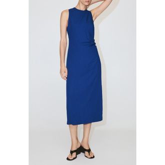 Mango Ruched Side Tie Dress in Blue at Nordstrom, Size 10