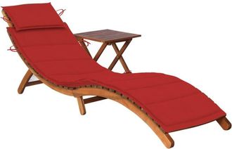 vidaXL Tumbona De Jard&iacute;n Con Mesa Y Coj&iacute;n Madera Maciza De Acacia Vidaxl