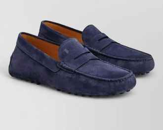 Tod's suede penny loafer shoes round toe