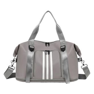 Generic Compatible For Unisex Large Travel Bag Multi-Functional Duffle Tote Handbags Nylon Waterproof Shoulder Women Wet Dry Pockets Gym Bags(Grey)