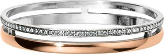 Brighton Womens Neptunes Rings Duo Bangle In Silver/ Rose Gold