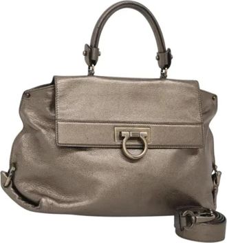Ferragamo Tweedehands leren handtassen - Dames - Vintage Handtas - Geel - ONE Size - Leer - Vintage