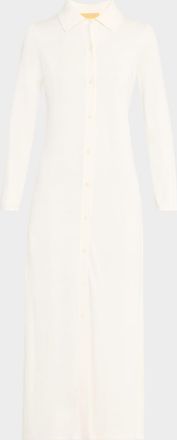 Guest In Residence Showtime Silk-Linen Maxi Shirtdress