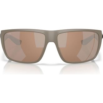 Costa Fly Line 64mm Polarized Oversized Rectangular Lenses in Sand /Copper Silver at Nordstrom