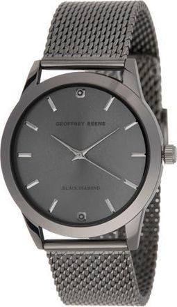 Geoffrey Beene Mens Black Diamond Mesh Strap Watch, 40mm - 0.02 ctw in Gunmetal at Nordstrom Rack