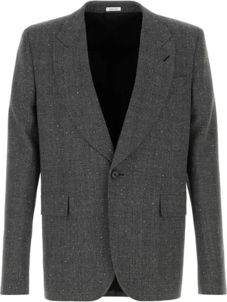 Alexander McQueen Grey Notched Lapel Blazer