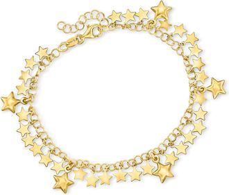 Ross-Simons Italian 18kt Gold Over Sterling Star Drop Bracelet