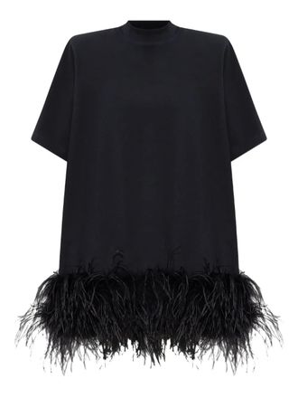 The Attico Mini-jurk met veren afwerking - Zwart