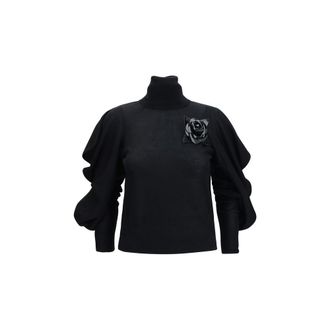Blumarine Black Wool Oves Aries Womens Turtleneck
