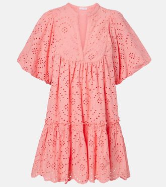 Poupette St Barth Abito corto Cruz in cotone sangallo