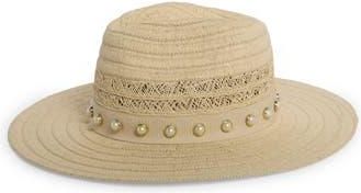 BCBGeneration Embellished Straw Panama Hat in Natural at Nordstrom Rack