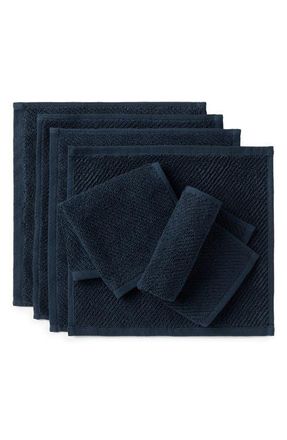 Coyuchi Air Weight Organic Twill Washcloth in Midnight Indigo at Nordstrom, Size 6 Piece Set