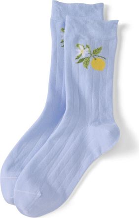 Lands End 1-Pack Novelty Crew Socks in Sky Blue/yellow Citrus at Nordstrom