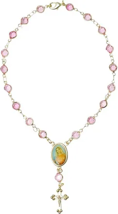 The M Jewelers NY 18k Gold Plated Rosary Anklet in Gold/pink at Nordstrom