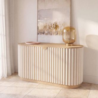 Maisons du monde Aparador de MDF y chapa de roble blanco mate 140 cm