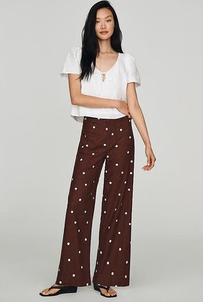 Maeve Colette Linen Stretch Full-Length Wide-Leg Pants by Maeve