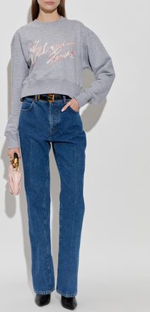 Balmain Short Loose-fit Sweatshirt, Womens, Grey