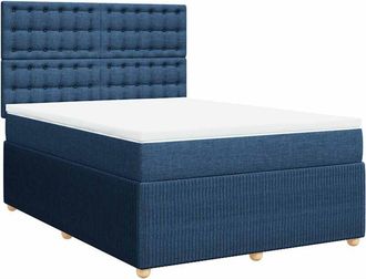 vidaXL Vidaxl - Cama Box Spring Con Colch&oacute;n Tela Azul 140x190 Cm