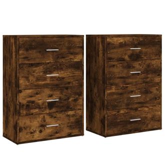 Berkfield Home Sideboards 2 pcs Smoked Oak 60x31x84 cm Engineered Wood in Brown | Size: 60 x 31 x 84 cm