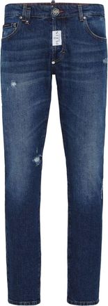 Philipp Plein paint-splatter slim-fit jeans - men - Cotton - 29 - Blue