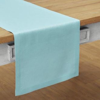 Solino Home Linen Table Runner for Dining Table, Holiday and Everyday Table Decor - Fete in Aqua Blue at Nordstrom, Size X-Large